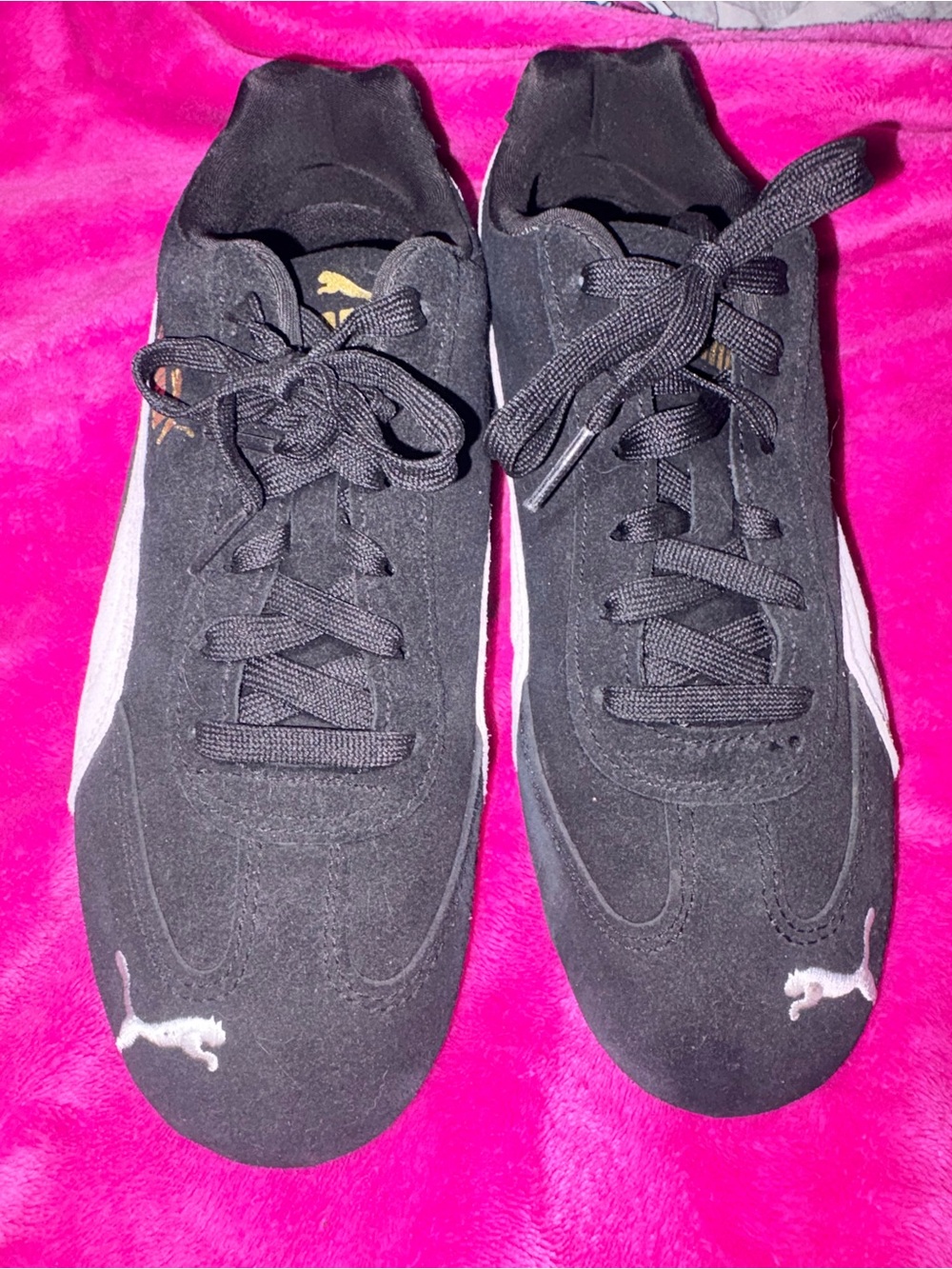Puma Black Suede Speedcat  Sneakers with White Stripe